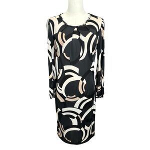 Banana Republic Women’s Fiona Geometric Print Dress in Blk/ Cream Size M